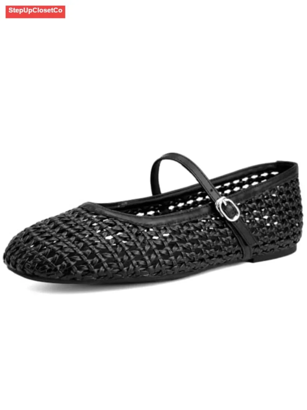 Woven Ballet Flats Mary Jane Shoes for Women Comfortable Dressy Adjustable
